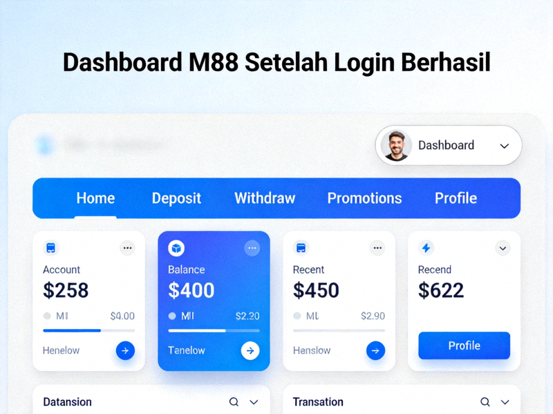 Dashboard M88 Setelah Login Berhasil - Tampilan menu utama setelah berhasil masuk ke akun