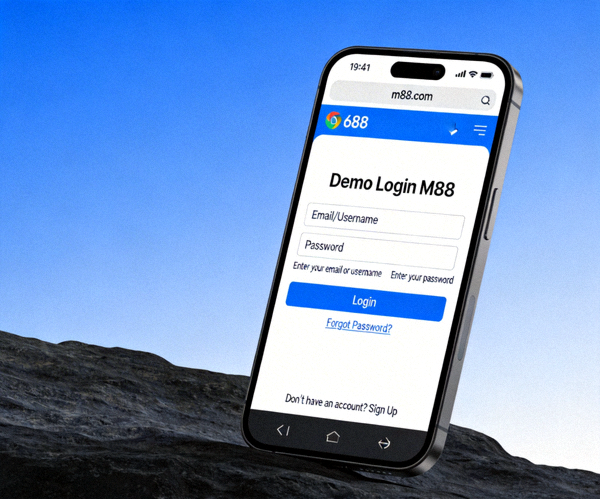 Demo Login M88 di Smartphone - Tampilan proses login melalui browser mobile di perangkat Android atau iOS