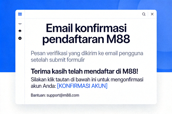 Email konfirmasi pendaftaran M88 - Pesan verifikasi yang dikirim ke email pengguna setelah submit formulir