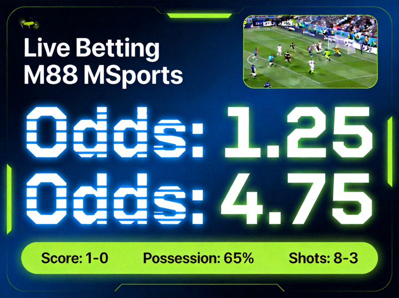 Live Betting M88 MSports - Tampilan taruhan langsung dengan odds yang berubah secara real-time dan statistik pertandingan