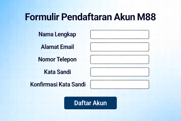 Tampilan formulir pendaftaran M88 - Kolom isian data pribadi lengkap untuk registrasi akun baru